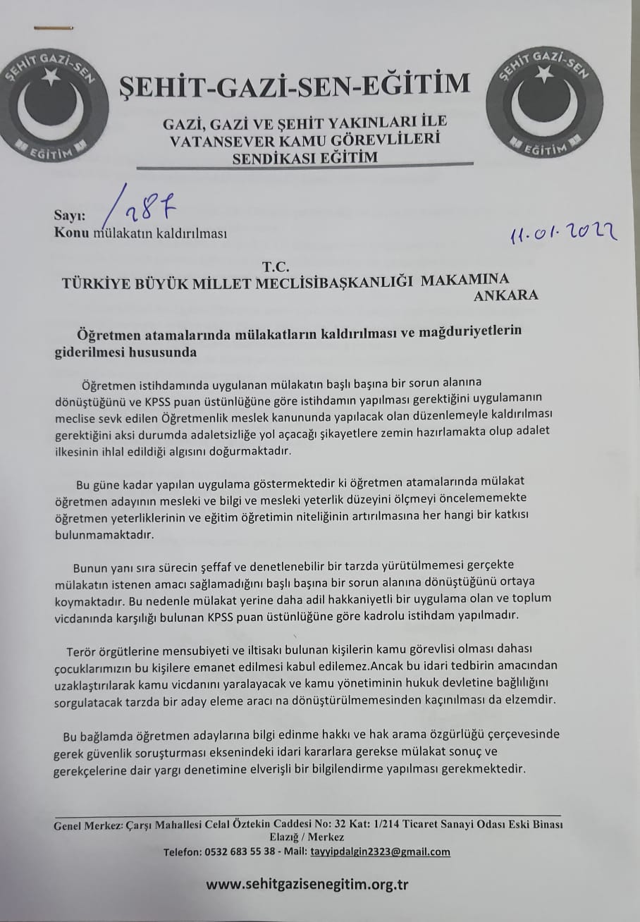 Öğretmen Atamalarında Mülakatların Kaldırılması Hakkında